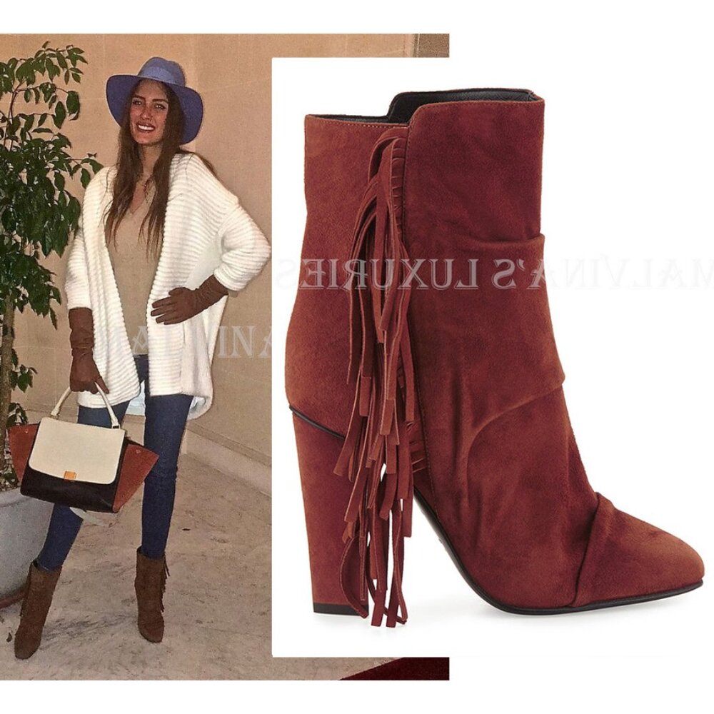 GIUSEPPE ZANOTTI BOOTS ALABAMA ANKLE BOOTIES FRINGE SUEDE LEATHER